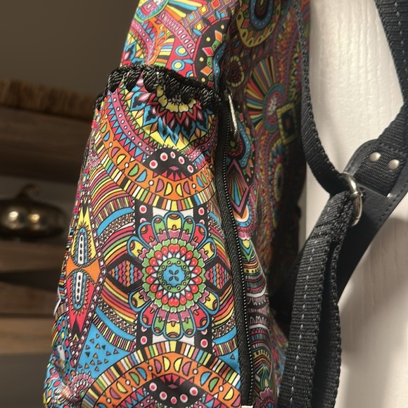 Sakroots Red and Pink Bohemian Backpack with Artistic Flair - Picture 2 of 4